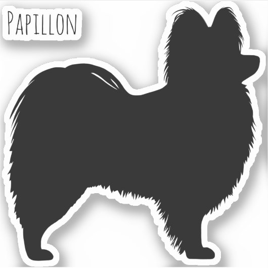Papillon Dog Silhouette Vinyl Sticker (Vorderseite)