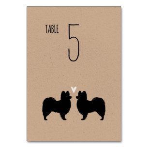 Papillon Dog Silhouetten Hochzeit Empfang Tischnummer