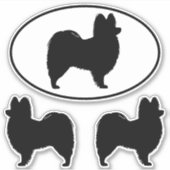 Papillon Dog Silhouetten Vinyl Sticker Set (Vorderseite)