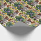 Papillon Dog Spring Flowers Malerei Geschenkpapier (Ecke)