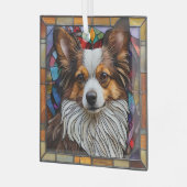 Papillon Dog "Stainted Glass" Ornament Aus Glas (Vorderseite links)