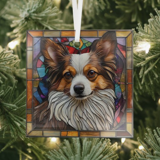 Papillon Dog "Stainted Glass" Ornament Aus Glas (Insitu)