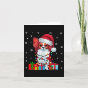 Papillon Dog Ugly Xmas Lights Santa Papillon Dog C Karte