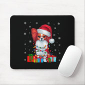 Papillon Dog Ugly Xmas Lights Santa Papillon Dog C Mousepad (Mit Mouse)
