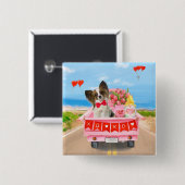 Papillon Dog Valentine's Day Lkw Herz Button (Vorne & Hinten)