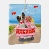 Papillon Dog Valentine's Day Lkw Herz Keramikornament (Rechts)