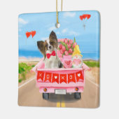 Papillon Dog Valentine's Day Lkw Herz Keramikornament (Links)