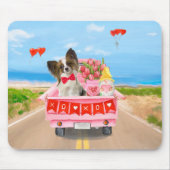 Papillon Dog Valentine's Day Lkw Herz Mousepad (Vorne)