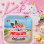 Papillon Dog Valentine's Day Lkw Herz Pappteller (Party)