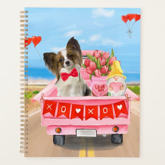 Papillon Dog Valentine's Day Lkw Herz Planer (Vorderseite)