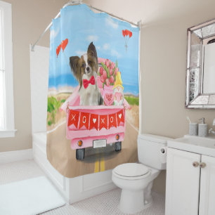 Papillon Dog Valentine's Day Truck Throw Duschvorhang
