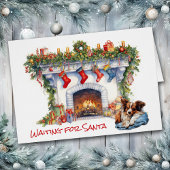 Papillon Dog Warte auf Weihnachts-Feuerplatz