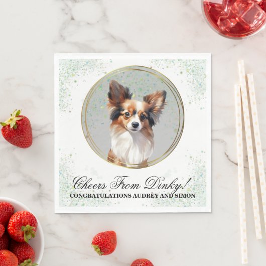 Papillon Dog Wedding Napkins mit Foto für Hunde Serviette (Beispiel)