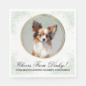Papillon Dog Wedding Napkins mit Foto für Hunde Serviette (Vorderseite)