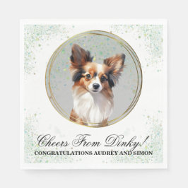 Papillon Dog Wedding Napkins mit Foto für Hunde Serviette