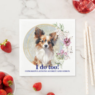 Papillon Dog Wedding Napkins mit Foto für Hunde Serviette