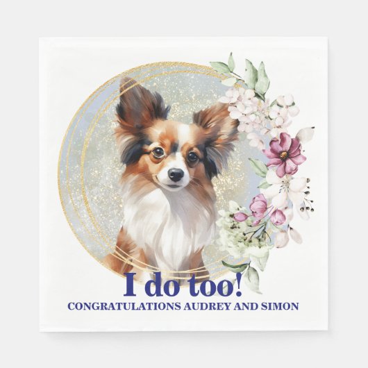 Papillon Dog Wedding Napkins mit Foto für Hunde Serviette (Vorderseite)