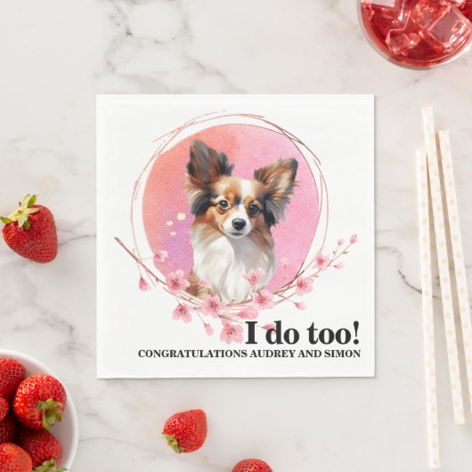 Papillon Dog Wedding Napkins mit Foto für Hunde Serviette (Beispiel)