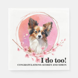 Papillon Dog Wedding Napkins mit Foto für Hunde Serviette