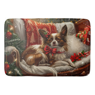 Papillon Dog Weihnachtsfest Badematte