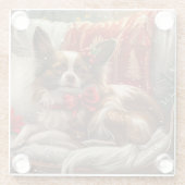 Papillon Dog Weihnachtsfest Glasuntersetzer (Rückseite)