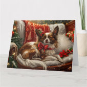 Papillon Dog Weihnachtsfest Karte (Vorderseite)
