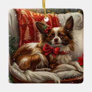 Papillon Dog Weihnachtsfest Keramikornament