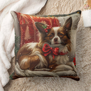 Papillon Dog Weihnachtsfest Kissen
