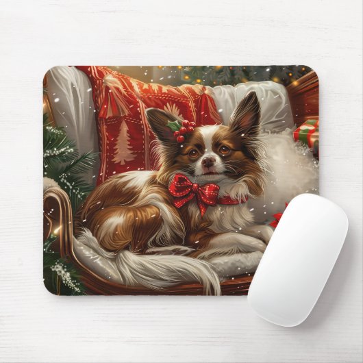 Papillon Dog Weihnachtsfest Mousepad (Mit Mouse)