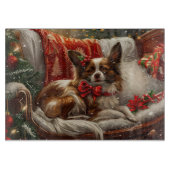 Papillon Dog Weihnachtsfest Schneidebrett (Vorderseite)