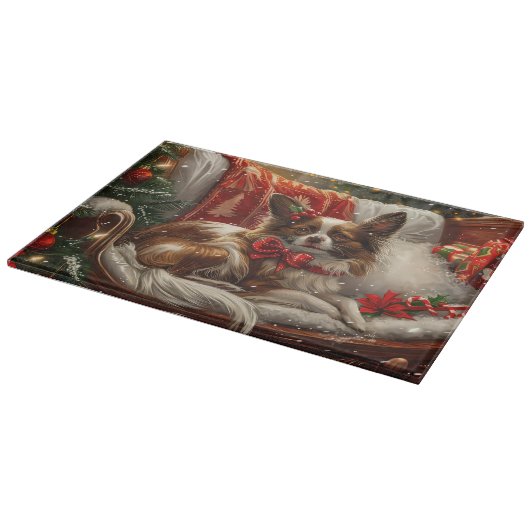 Papillon Dog Weihnachtsfest Schneidebrett (Ecke)