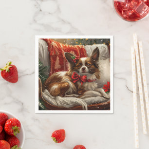 Papillon Dog Weihnachtsfest Serviette