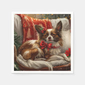 Papillon Dog Weihnachtsfest Serviette (Vorderseite)