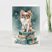 Papillon Dog Weihnachtsgrüßen Karte (Vorderseite)