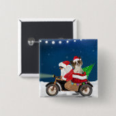 Papillon Dog Weihnachtsmann Claus Button (Vorne & Hinten)