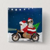 Papillon Dog Weihnachtsmann Claus Button (Vorderseite)