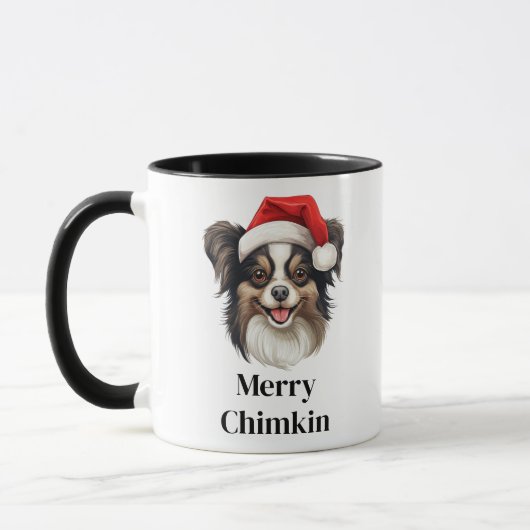 Papillon Dog Weihnachtsmannmütze Weihnachten Tasse (Links)