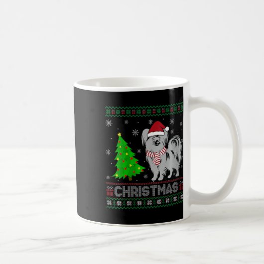 Papillon Dog Xmas Tree Lighting Ugly Christ Kaffeetasse (Rechts)