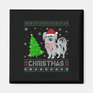 Papillon Dog Xmas Tree Lighting Ugly Christ Magnet