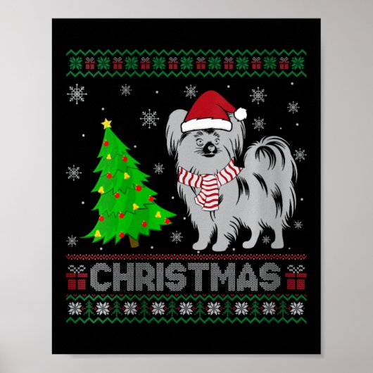 Papillon Dog Xmas Tree Lighting Ugly Christ Poster (Vorne)