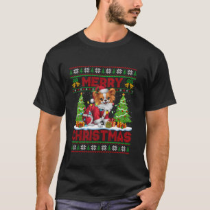 Papillon Dog Xmas Tree Lights Ugly Santa Papillon T-Shirt
