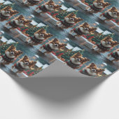 Papillon Dogs Christmas Snow Holiday Geschenkpapier (Ecke)