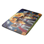 Papillon Dogs Pumpkin Halloween Funny Badematte (Schrägansicht)