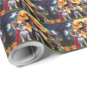 Papillon Dogs Pumpkin Halloween Funny Geschenkpapier (Rolleneckpunkt)