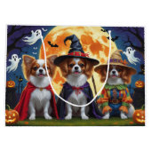 Papillon Dogs Pumpkin Halloween Funny Große Geschenktüte (Rückseite)