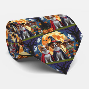 Papillon Dogs Pumpkin Halloween Funny Krawatte