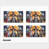 Papillon Dogs Pumpkin Halloween Funny Rechteckiger Aufkleber (Blatt)