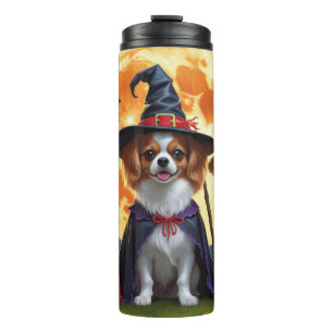 Papillon Dogs Pumpkin Halloween Funny Thermosbecher
