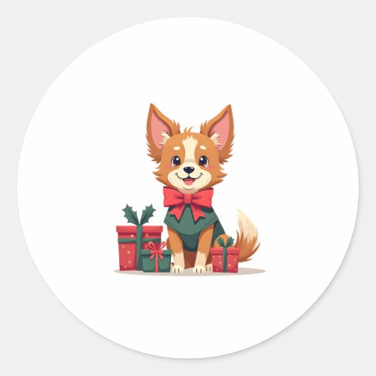 Papillon Festive Bow Runder Aufkleber (Vorderseite)