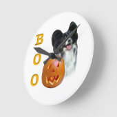 Papillon Halloween BOO Runde Wanduhr (Winkel)